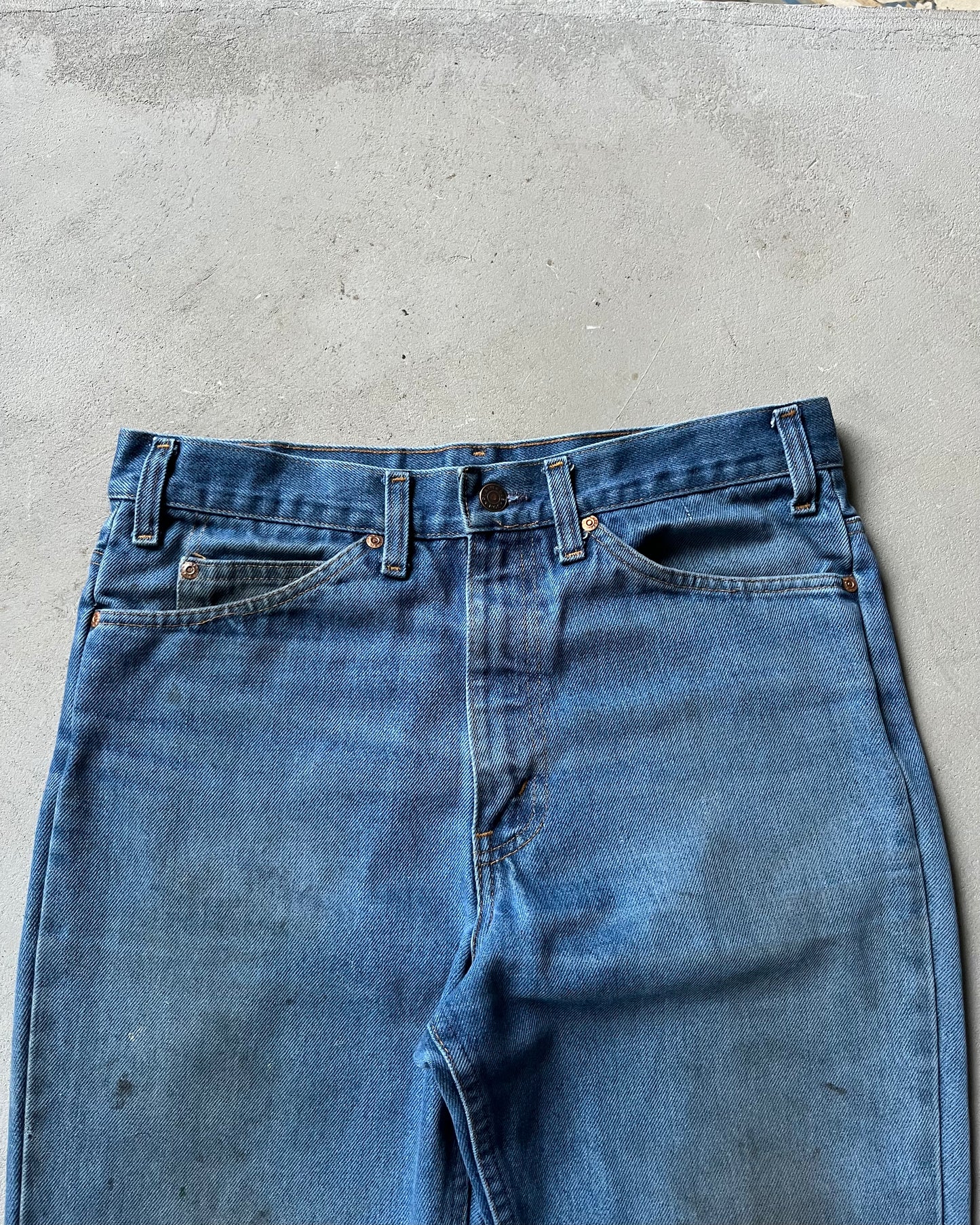 1970s - Distressed Plain Pocket Mud Bootcut Jeans - 32x31