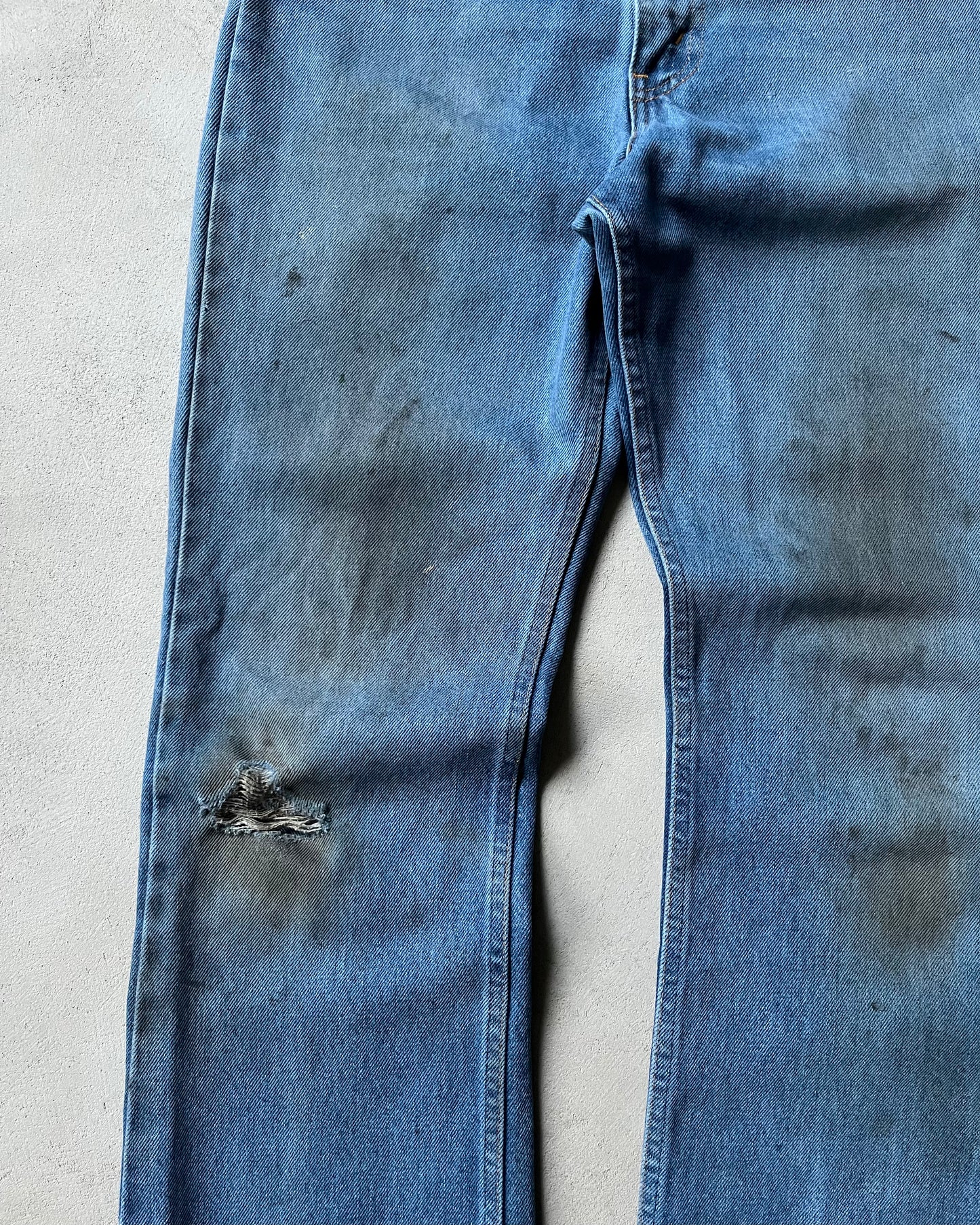1970s - Distressed Plain Pocket Mud Bootcut Jeans - 32x31