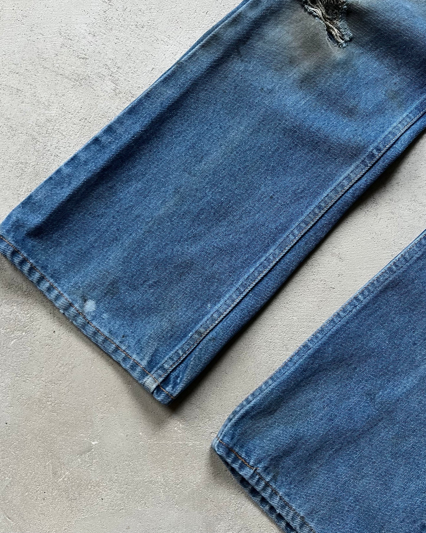 1970s - Distressed Plain Pocket Mud Bootcut Jeans - 32x31