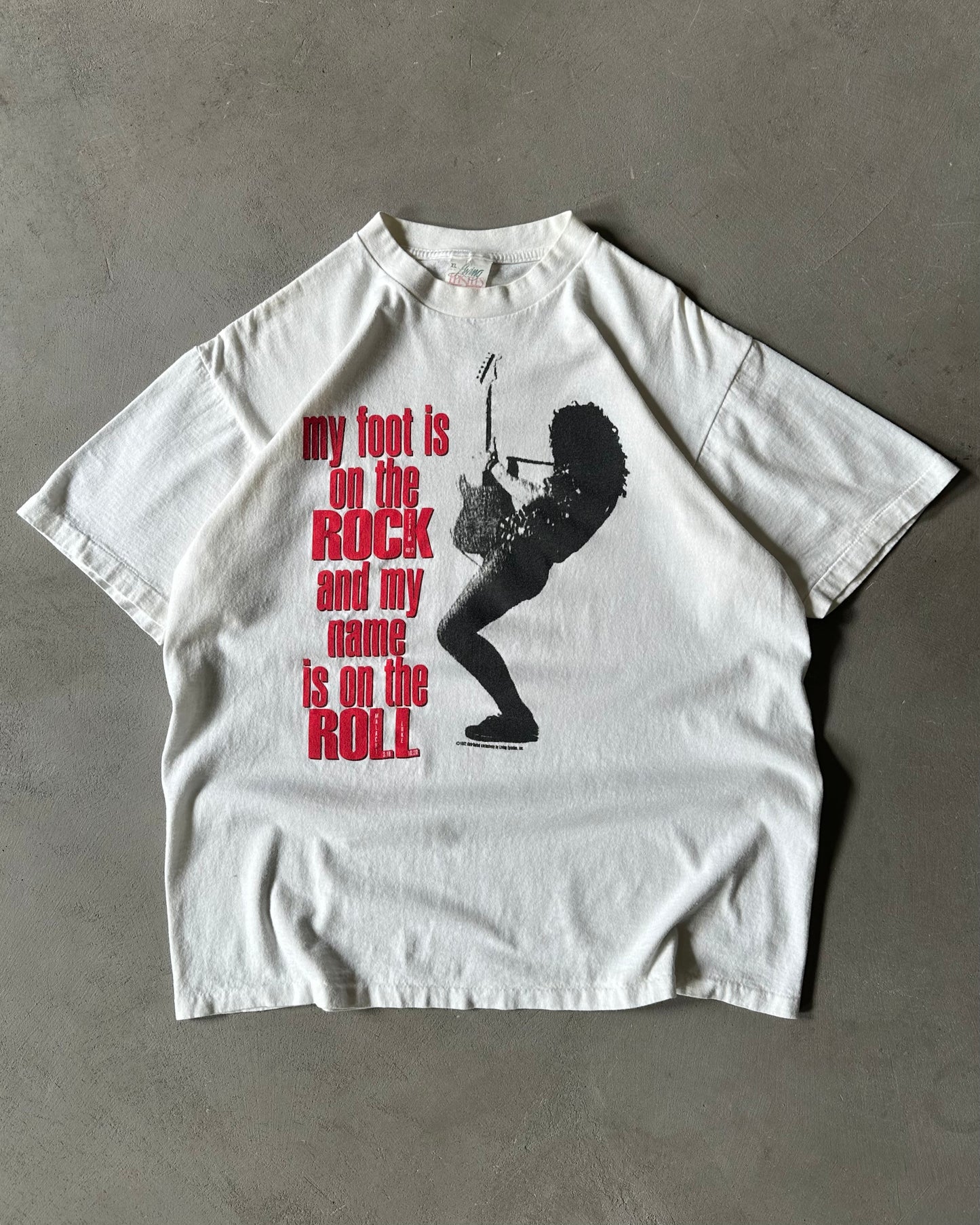 1990s - White Rock & Roll T-Shirt - XL