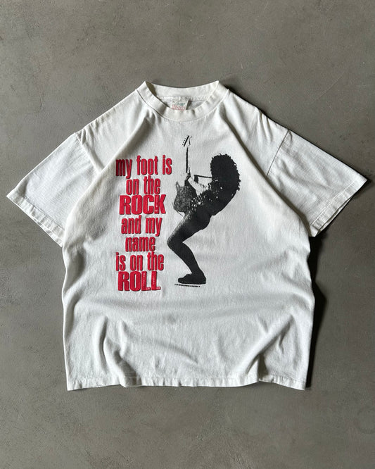 1990s - White Rock & Roll T-Shirt - XL