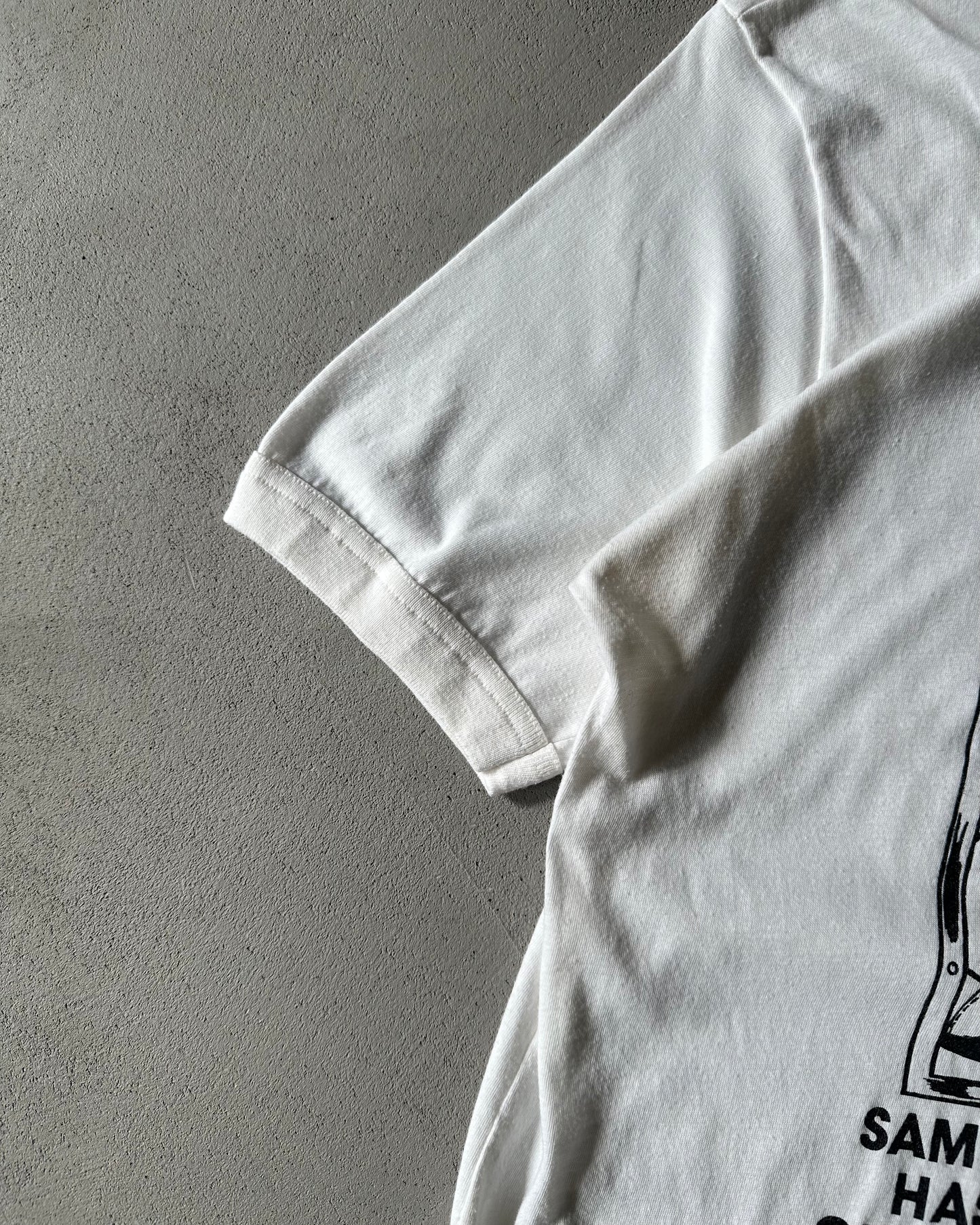 1980s - White Sam Safety Hazard T-Shirt - S/M