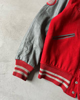 1980s - Red/Grey Reversible Varsity Jacket - M/L