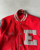 1980s - Red/Grey Reversible Varsity Jacket - M/L