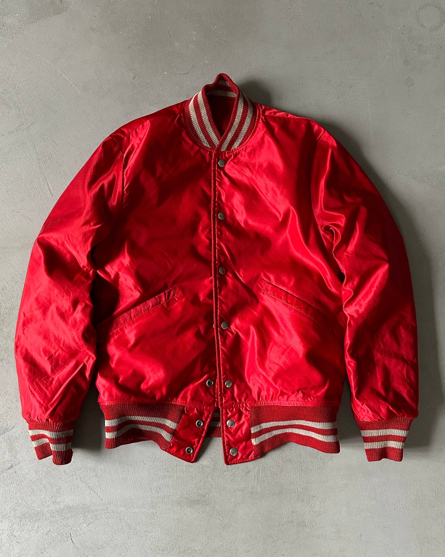 1980s - Red/Grey Reversible Varsity Jacket - M/L