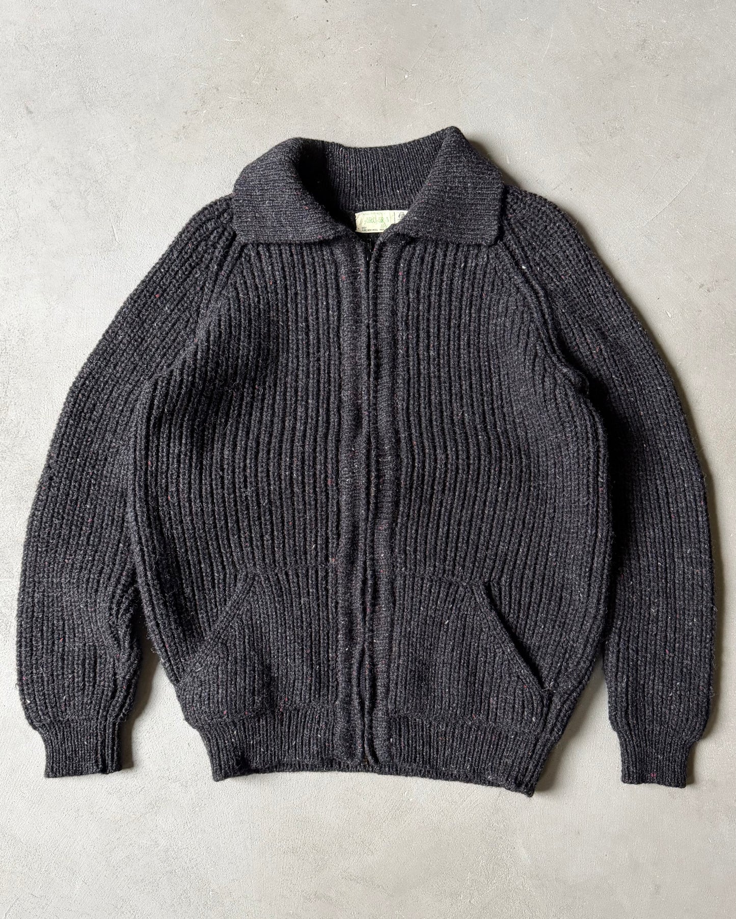 1980s - Charcoal Donegal Zip Sweater - L