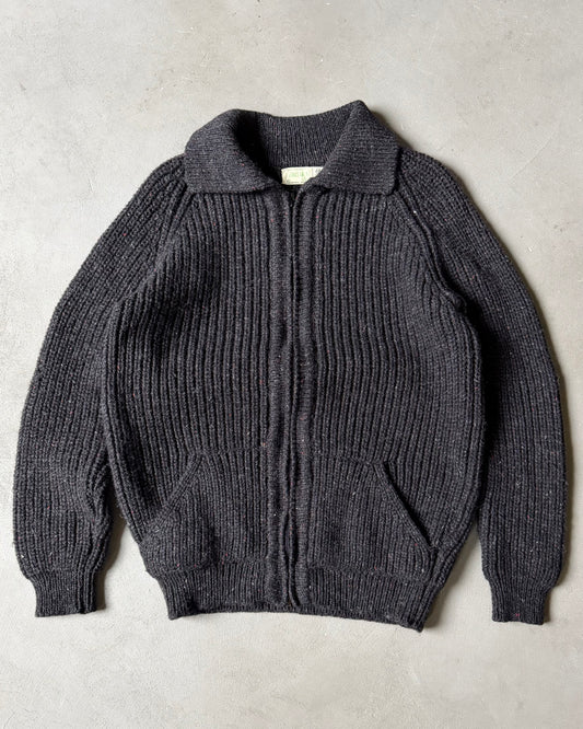 1980s - Charcoal Donegal Zip Sweater - L