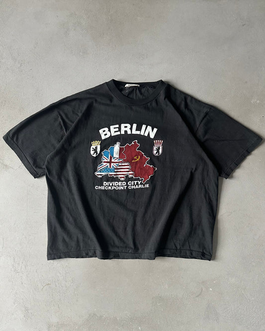 1980s - Black Berlin Cropped T-Shirt - M/L