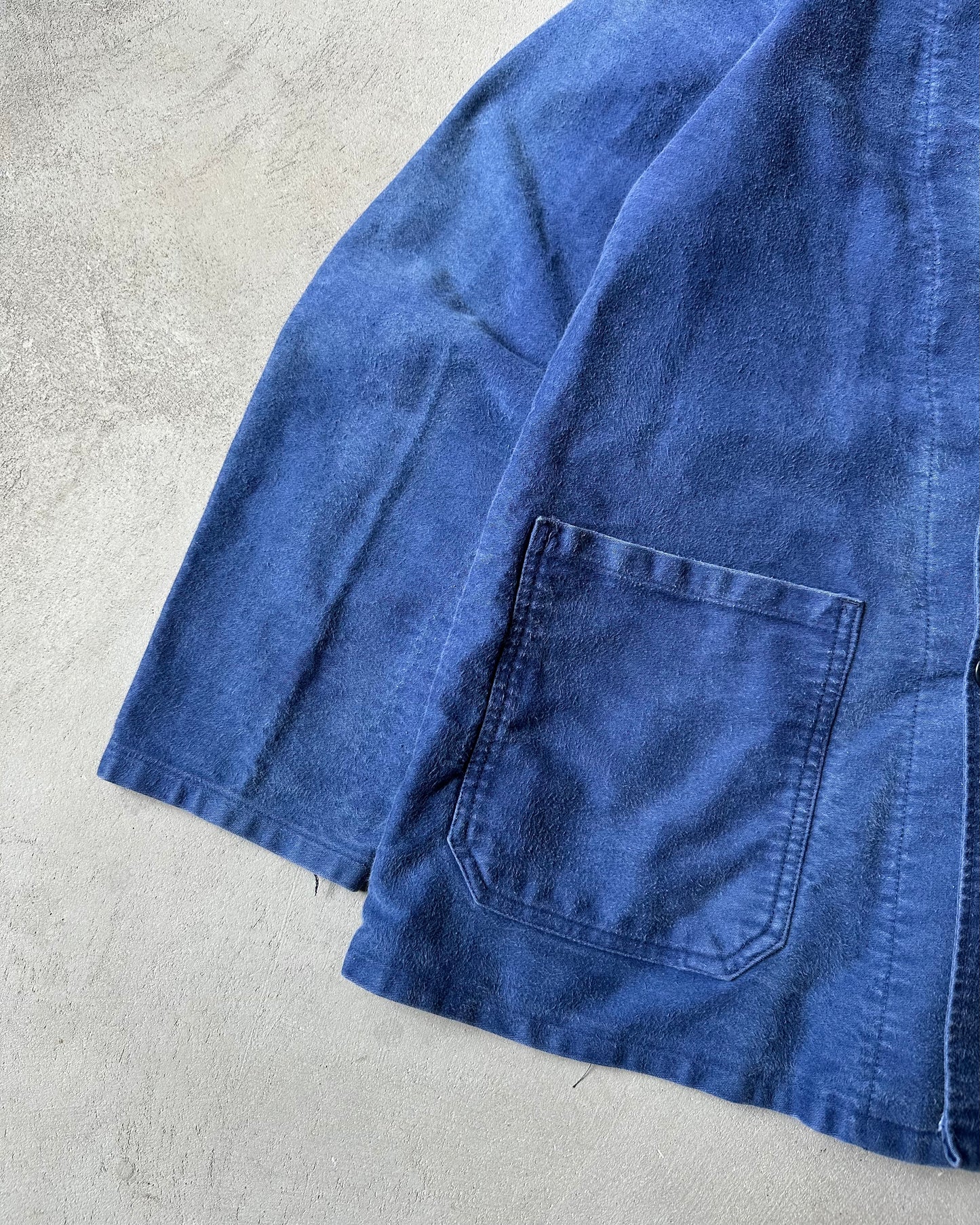 1990s - Blue Double Breasted Moleskin Euro Chore - L