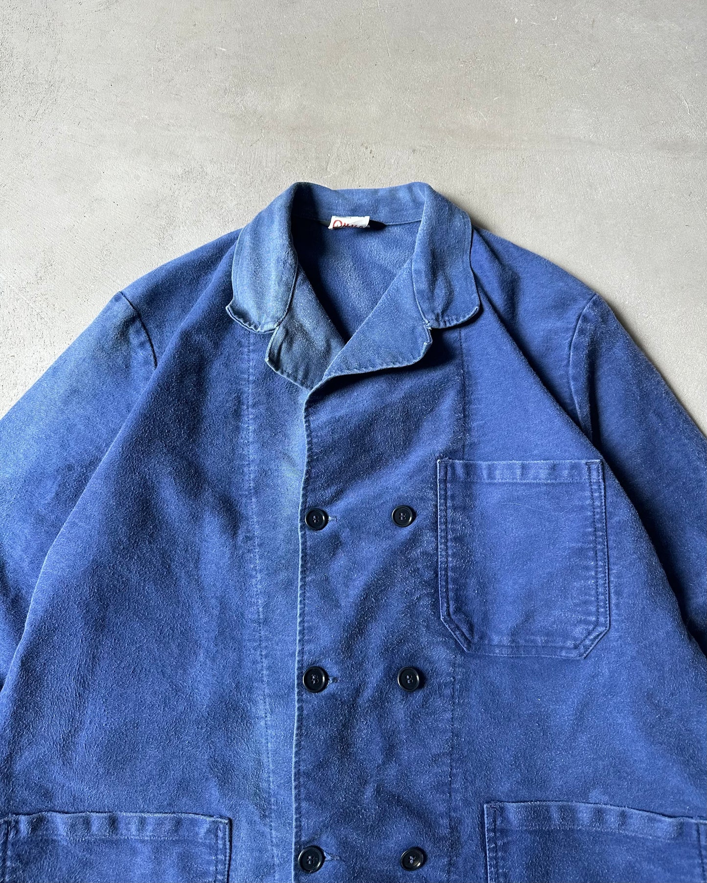 1990s - Blue Double Breasted Moleskin Euro Chore - L