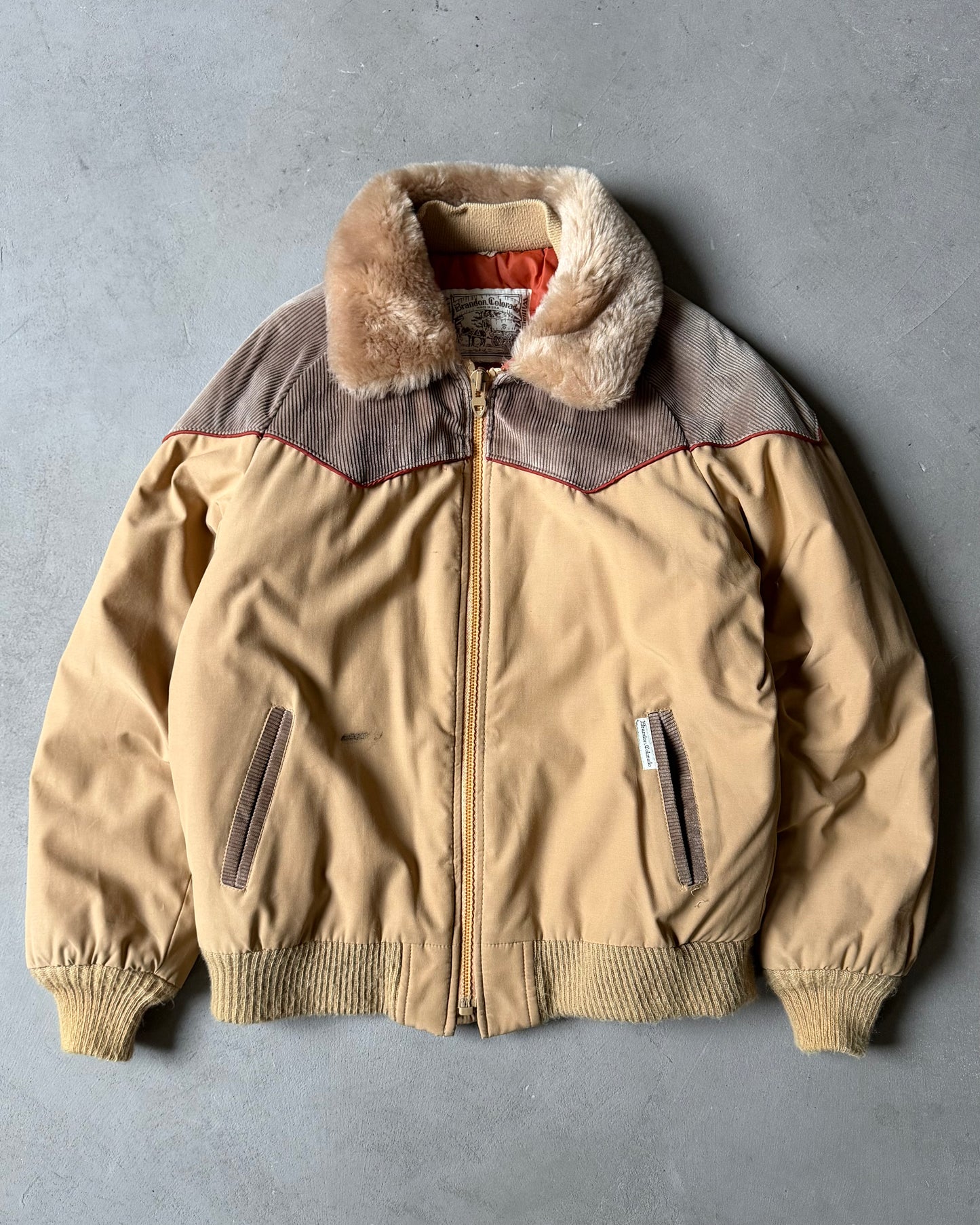 1970s - Beige/Brown William Barry Western Bomber Jacket - M
