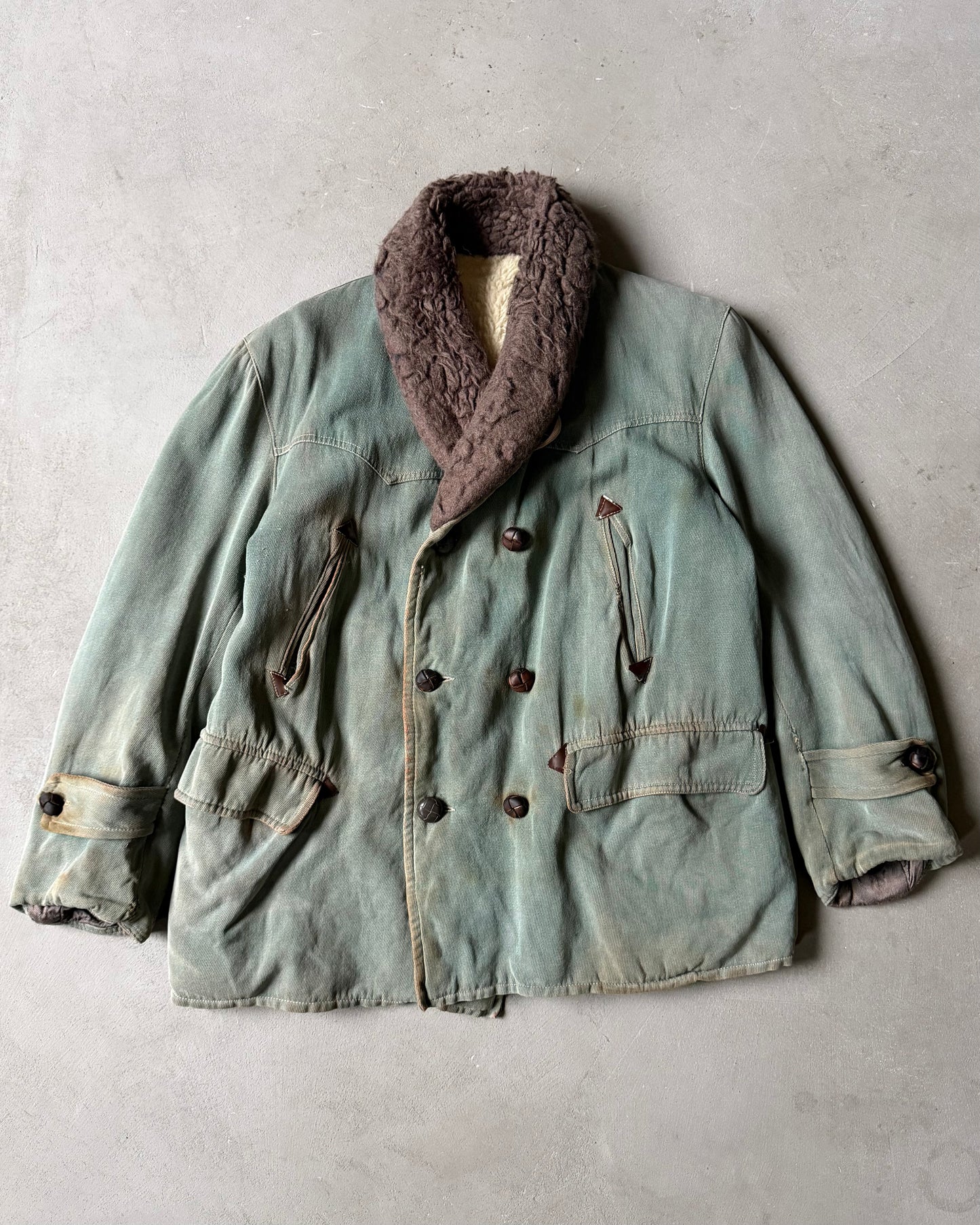 1950s - Distressed Green Alaska Storm Coat - M
