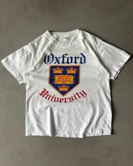 1980s - Distressed White Oxford T-Shirt - M