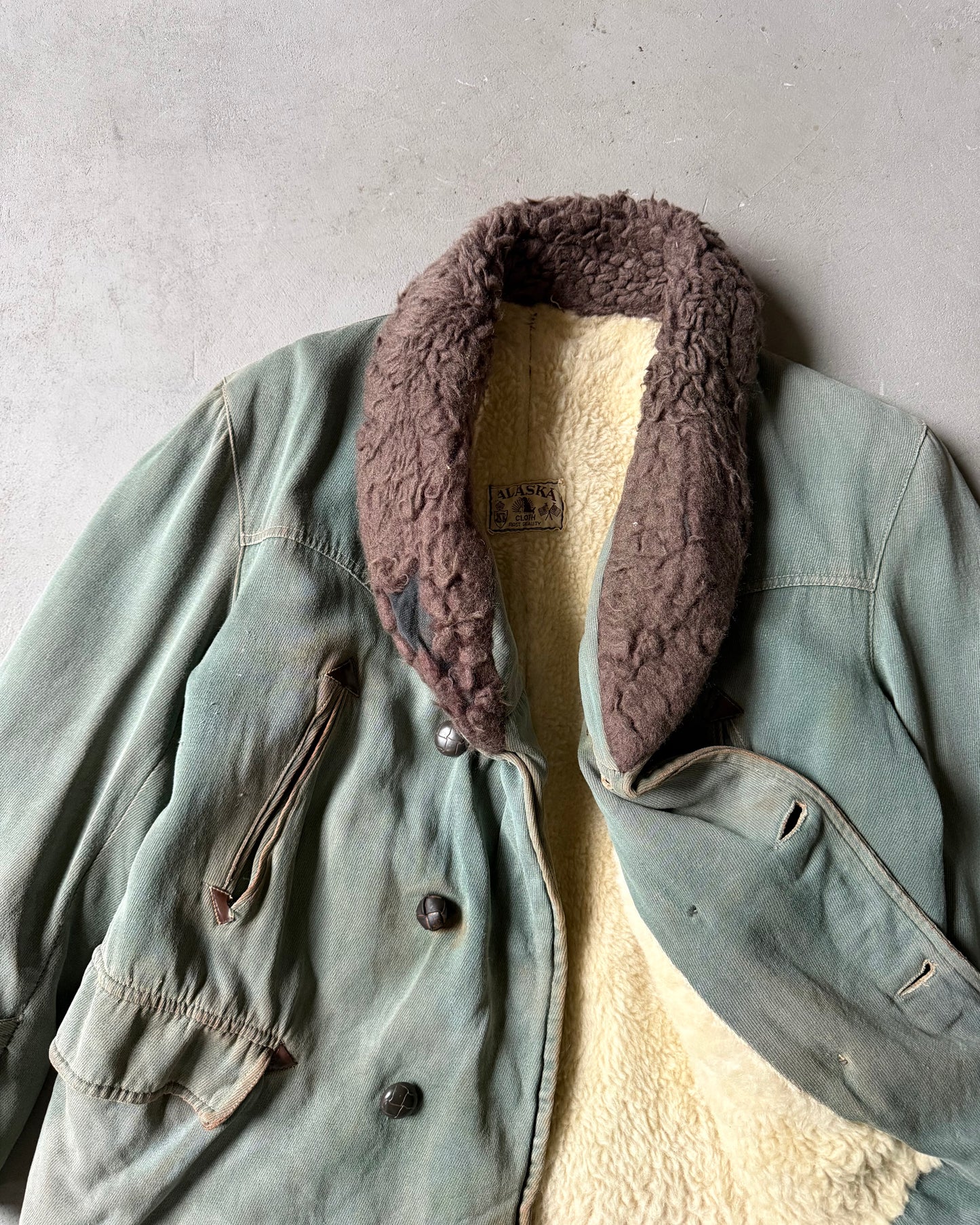 1950s - Distressed Green Alaska Storm Coat - M