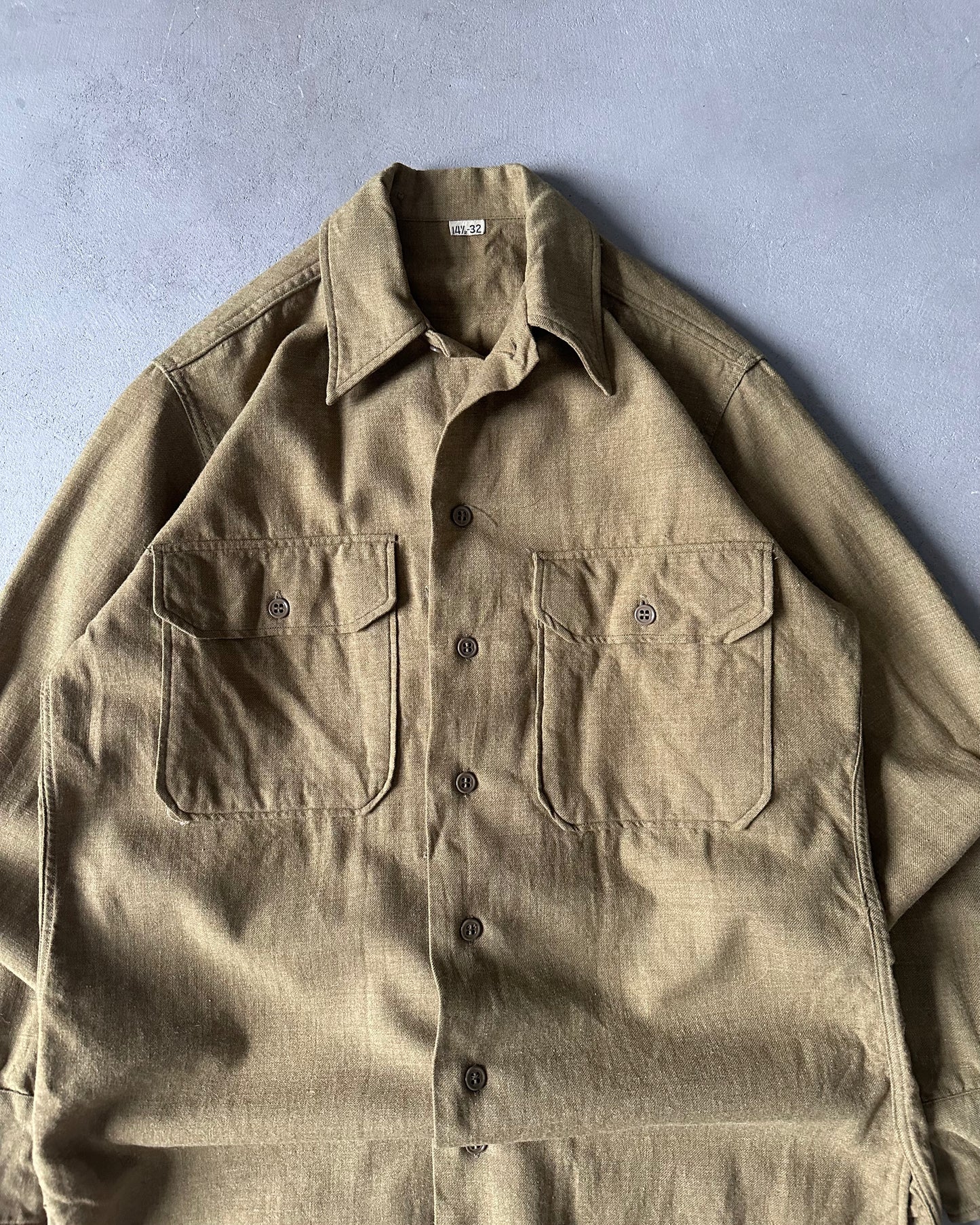 1950s - Olive Military Wool Shirt - S
