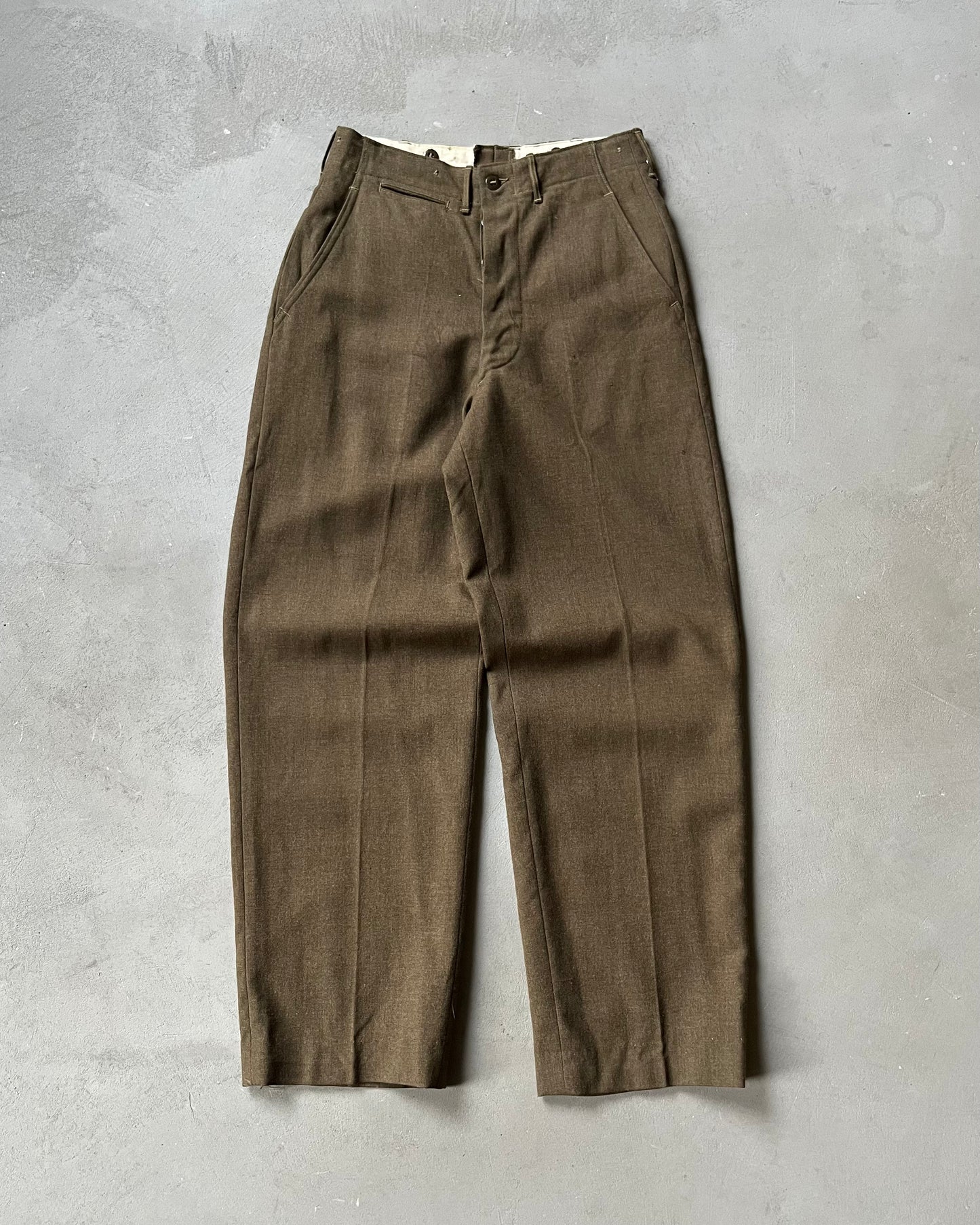 1950s - Green Military Wool Trousers - 29x31