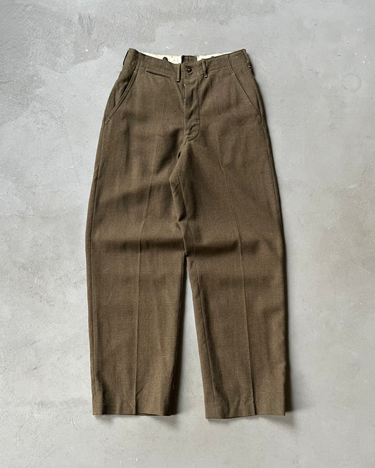 1950s - Green Military Wool Trousers - 29x31