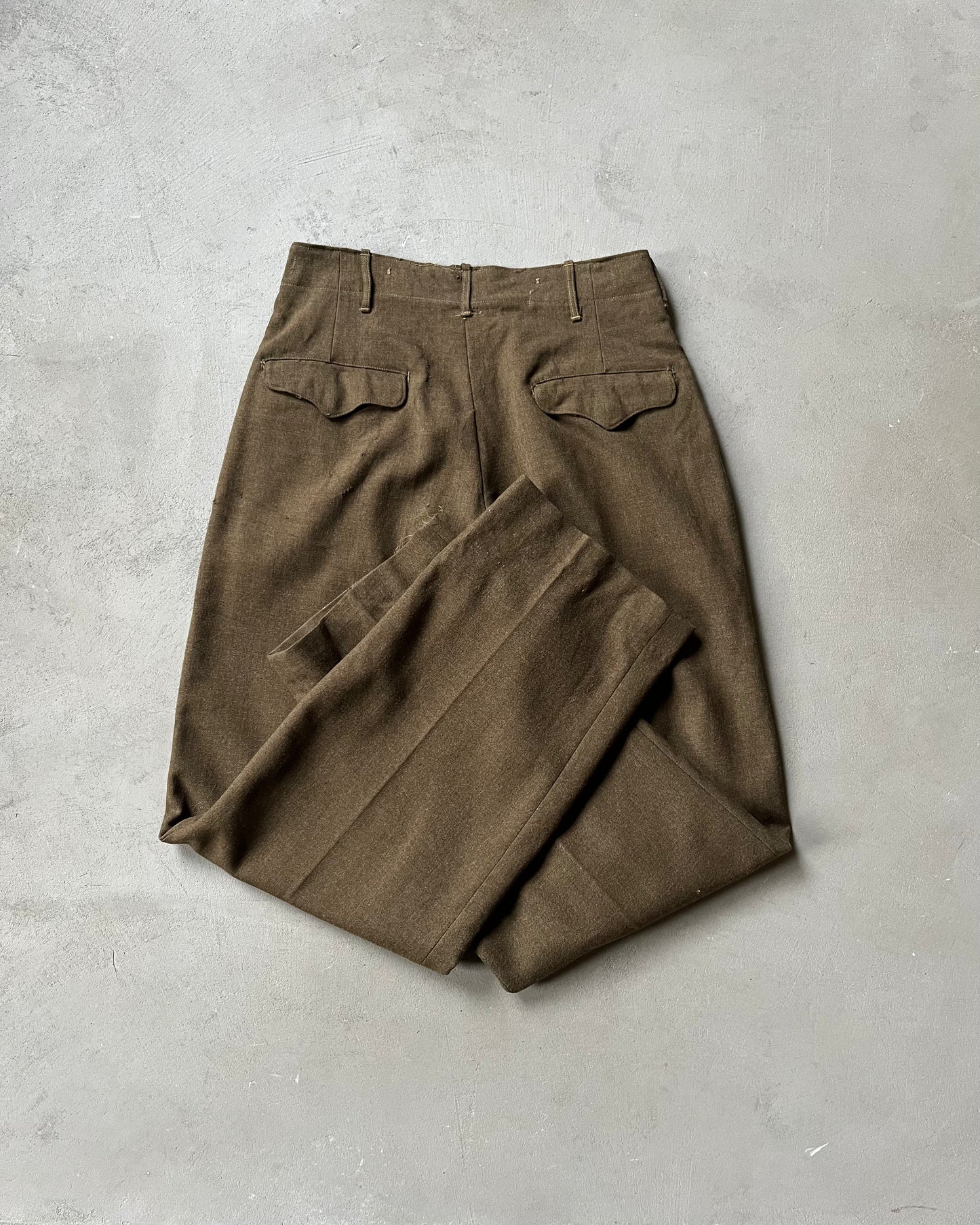 1950s - Green Military Wool Trousers - 29x31