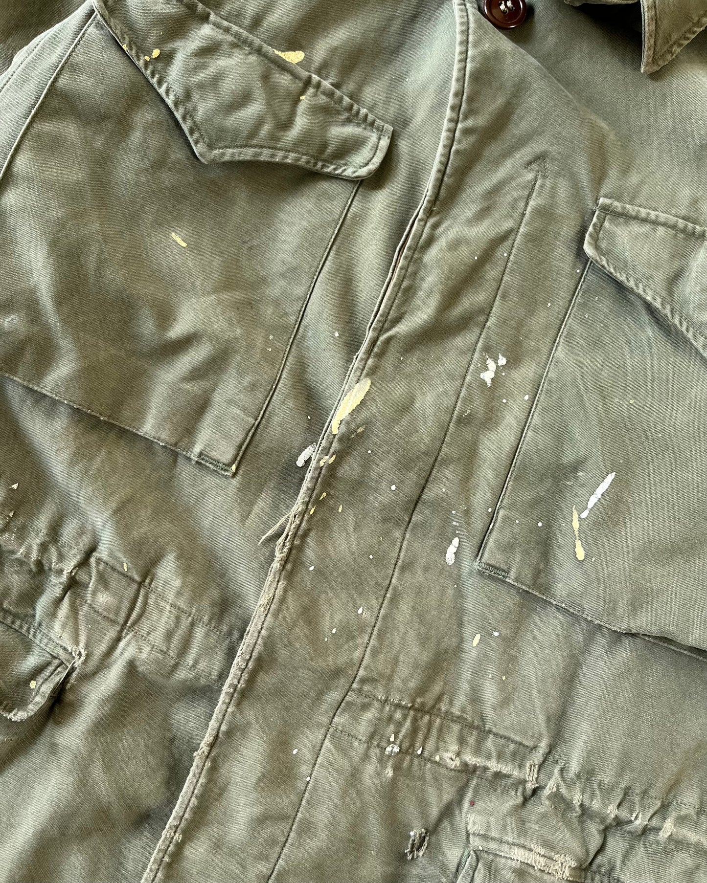 1940s - Distressed Green Military M-43 Jacket - S