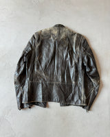 1970s - Distressed Black Brooks Leather Jacket - S