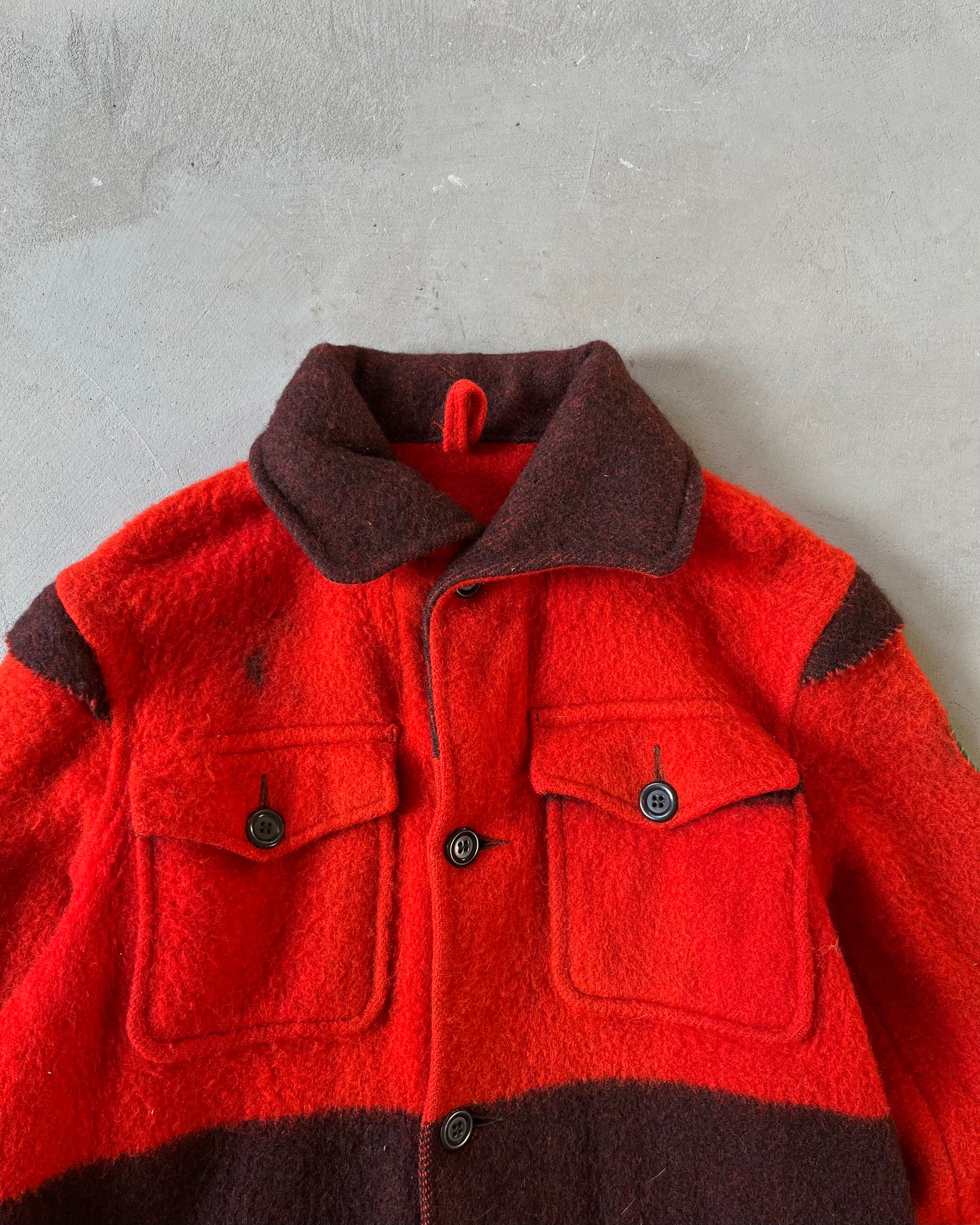 1930s - Red/Black Carrs Mackinaw Wool Coat - L