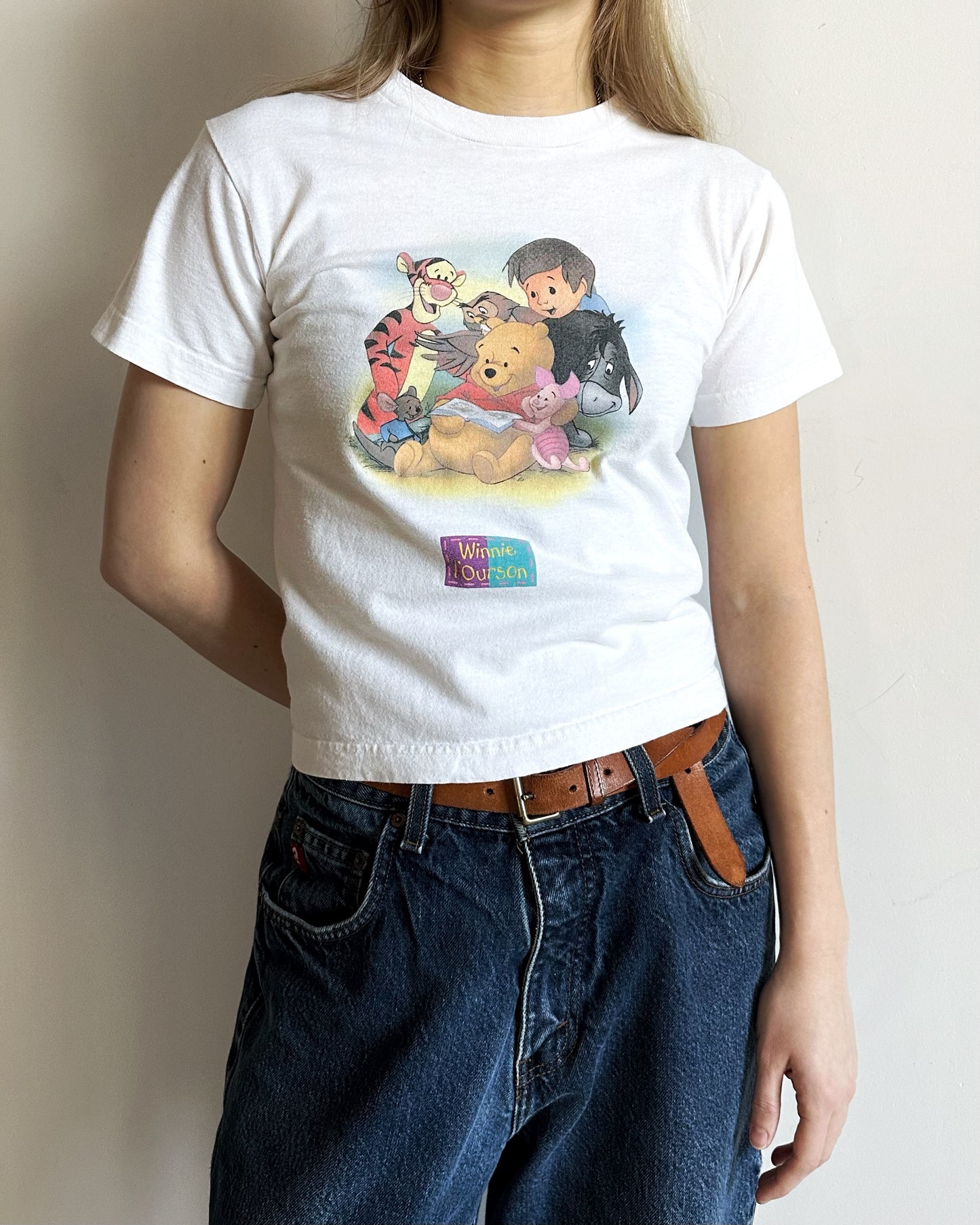 1990s - White Winnie The Pooh Baby T-Shirt - (W)XXS