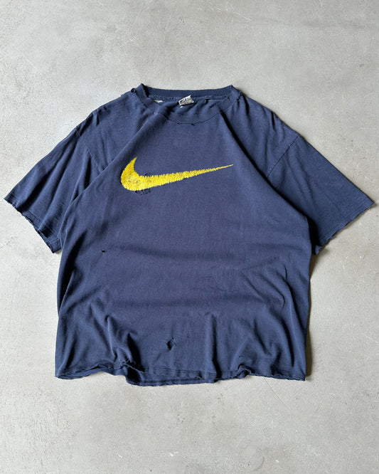 1990s - Distressed Navy Nike T-Shirt - XL