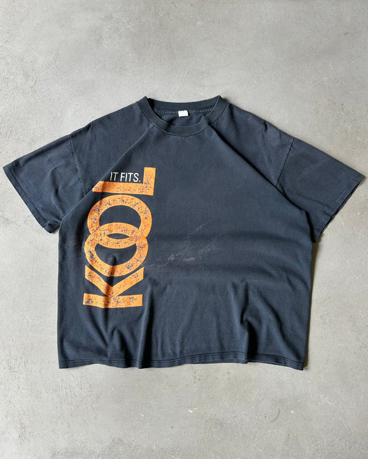 1990s - Faded Black KOOL Cropped T-Shirt - L