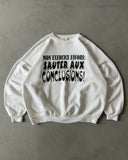 1980s - White "Sauter Aux Conclusions" Crewneck - M/L