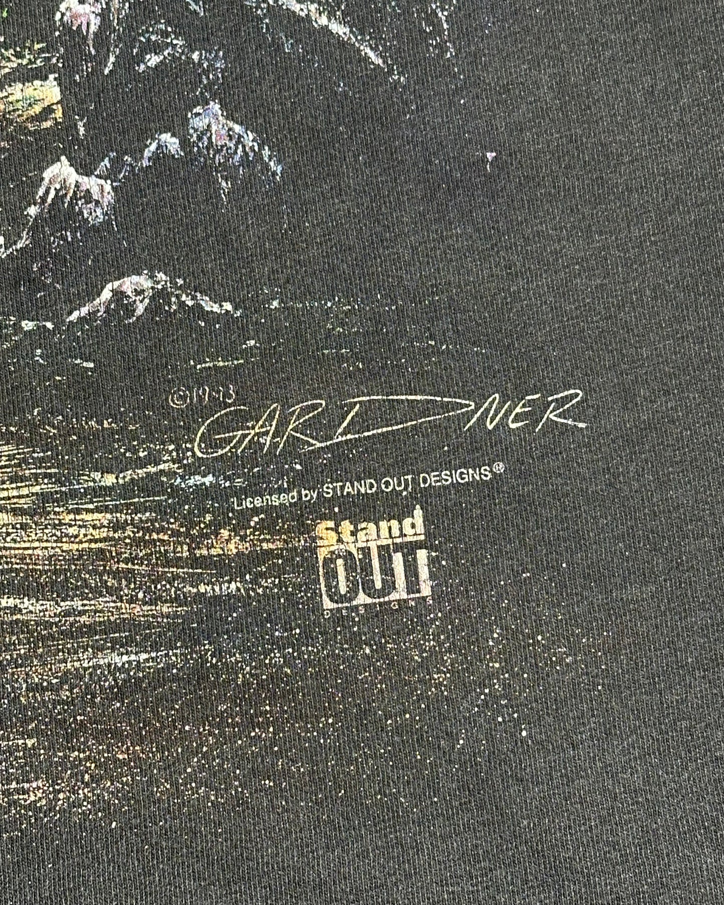 1990s - Faded Black Nature T-Shirt - M/L