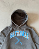1990s - Charcoal Softball Russell Hoodie - L