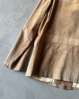 1970s - Tan Golden Leaf Suede Coat - L