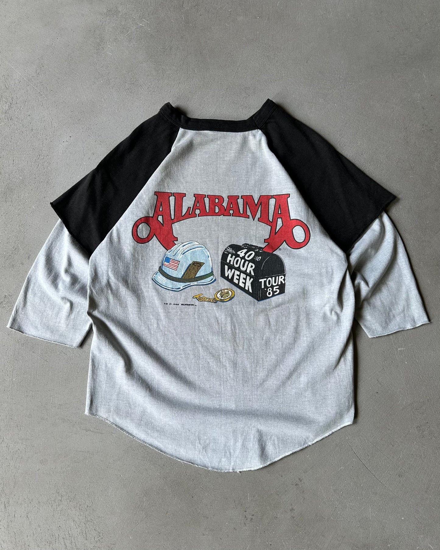 1980s - Grey/Black Alabama 3/4 Sleeves T-Shirt - S/M