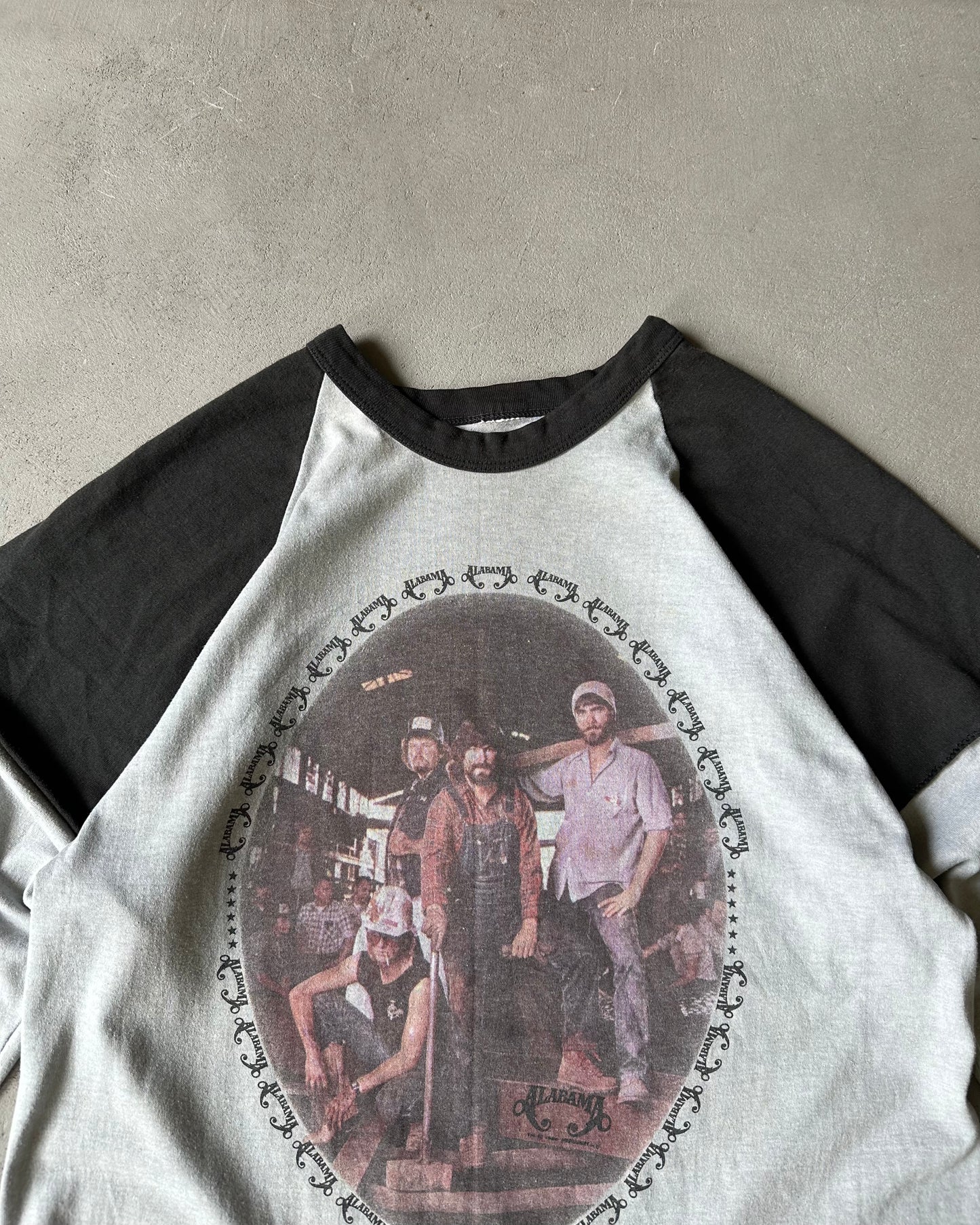 1980s - Grey/Black Alabama 3/4 Sleeves T-Shirt - S/M