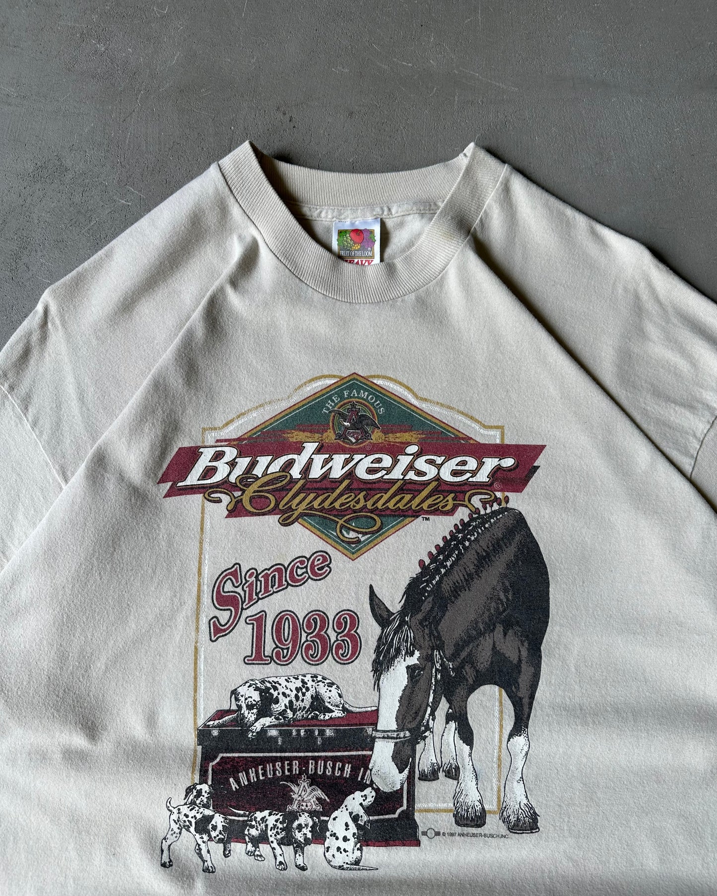 1990s - Beige Budweiser T-Shirt - XL/XXL