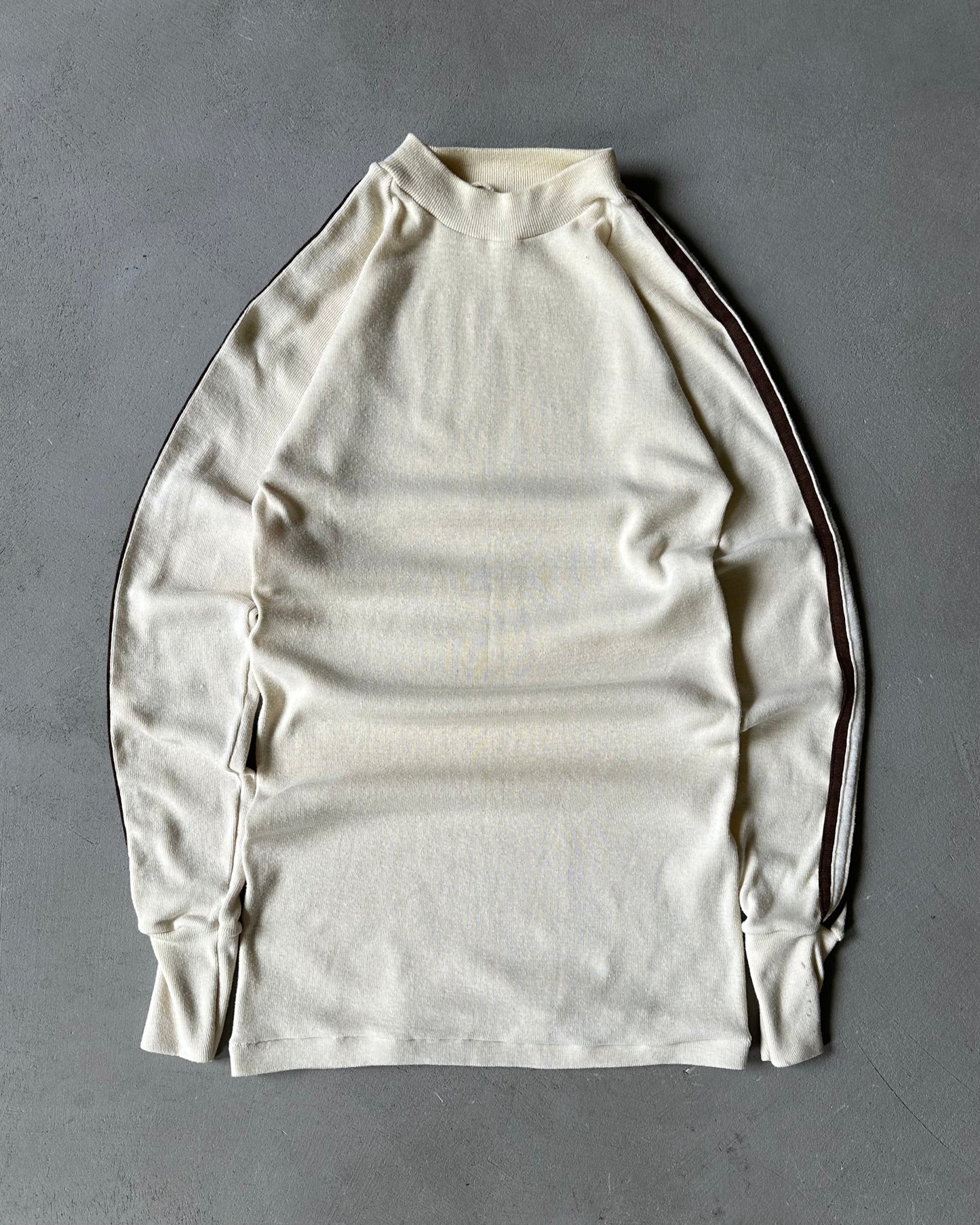 1970s - Cream/Brown Thermal Longsleeve - XS
