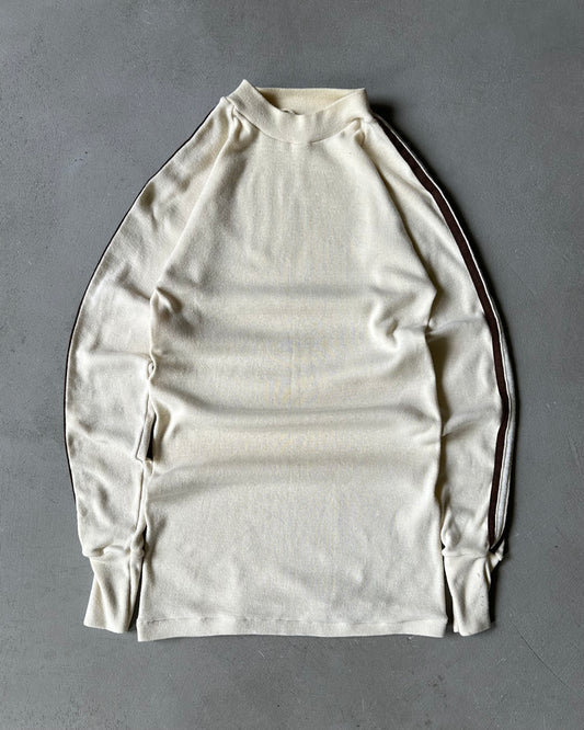 1970s - Cream/Brown Thermal Longsleeve - XS