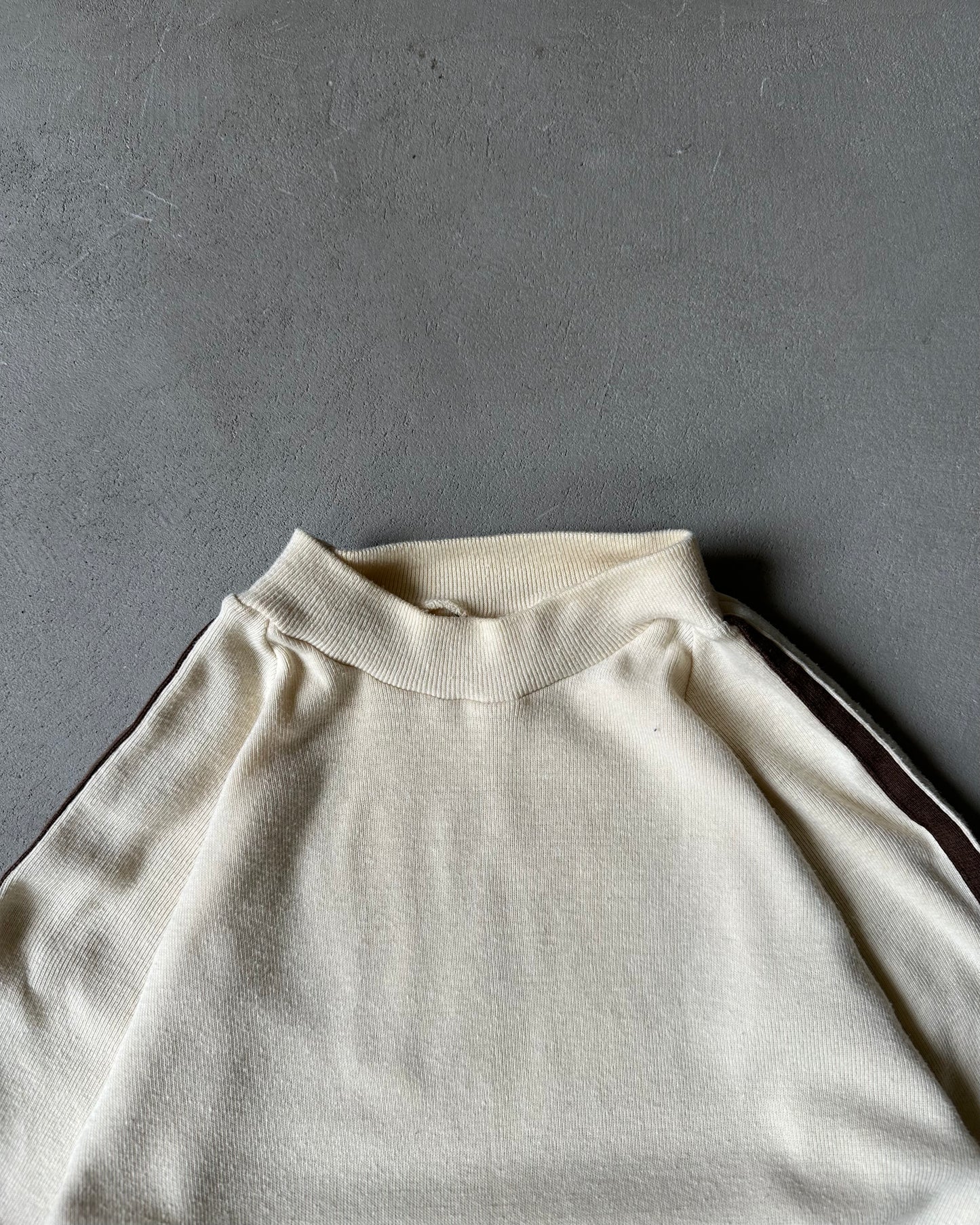 1970s - Cream/Brown Thermal Longsleeve - XS