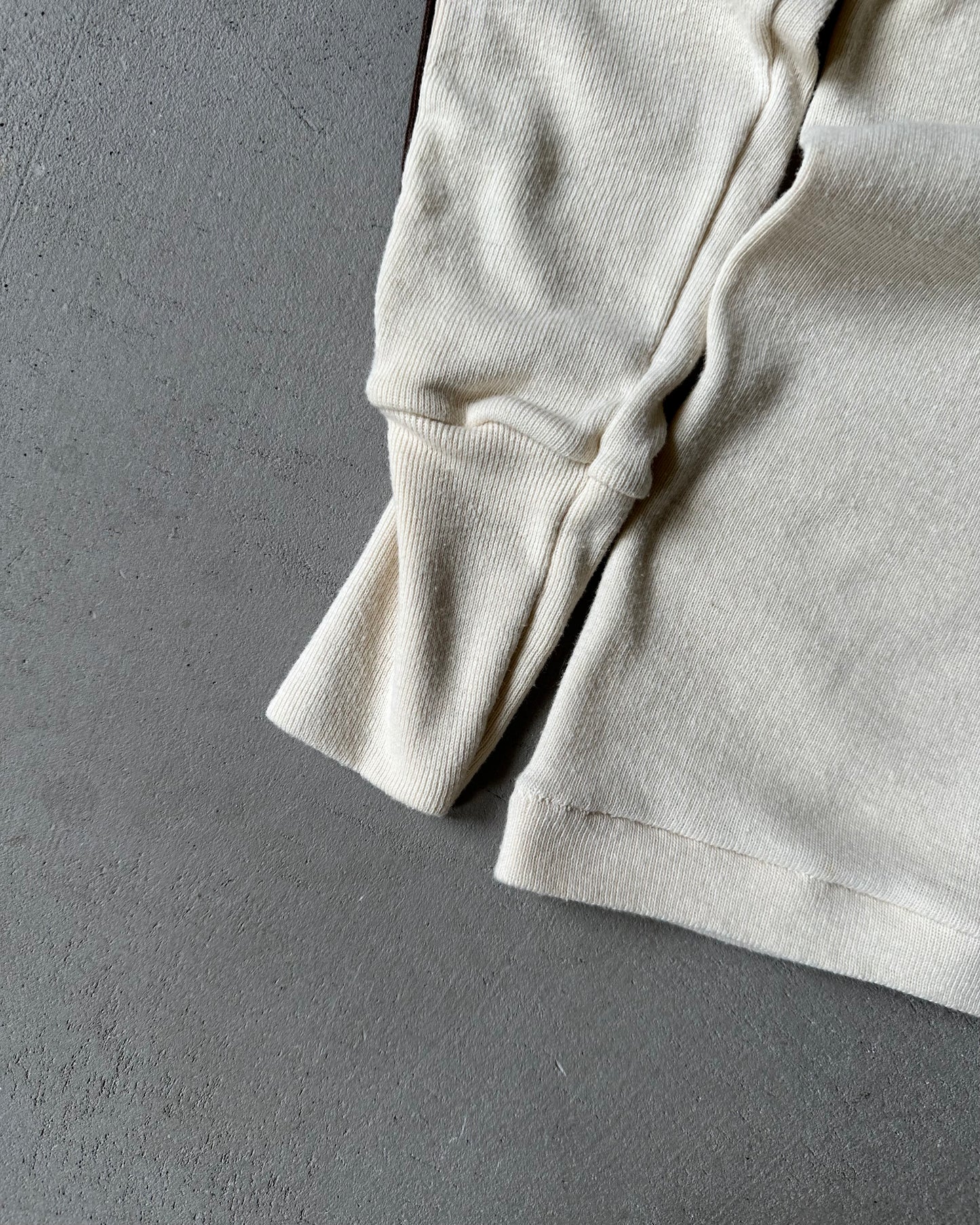1970s - Cream/Brown Thermal Longsleeve - XS