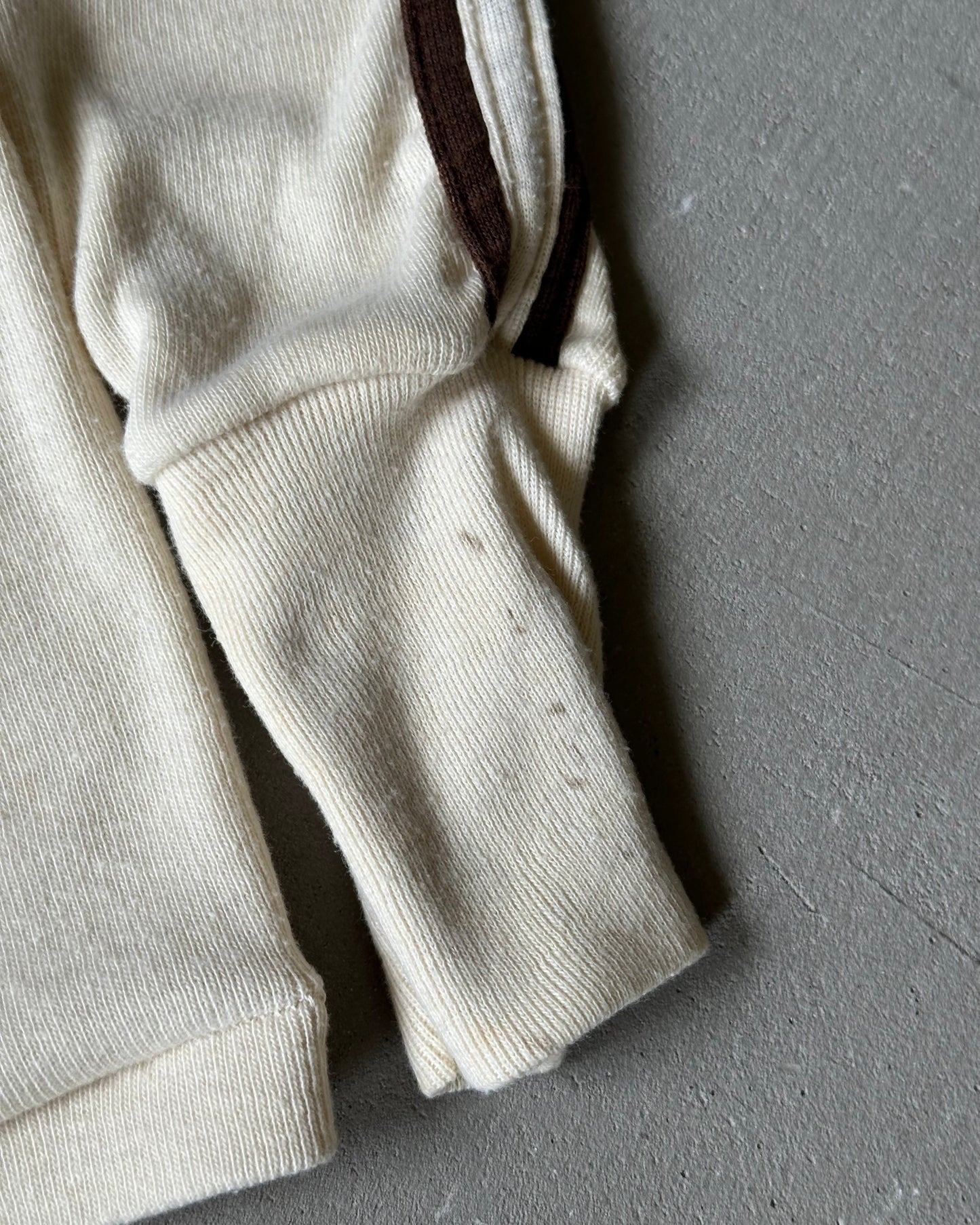 1970s - Cream/Brown Thermal Longsleeve - XS