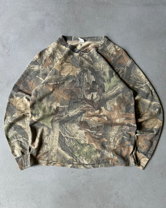 1990s - Camo Henley Longsleeve - M