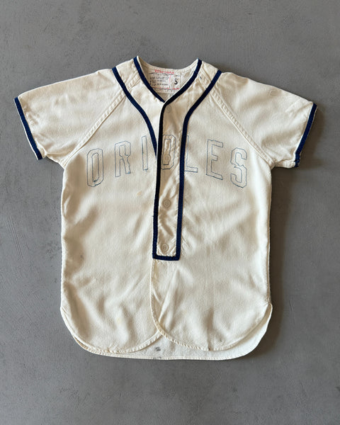 1960s - Cream/Navy Orioles Wilson Baseball Jersey - XS