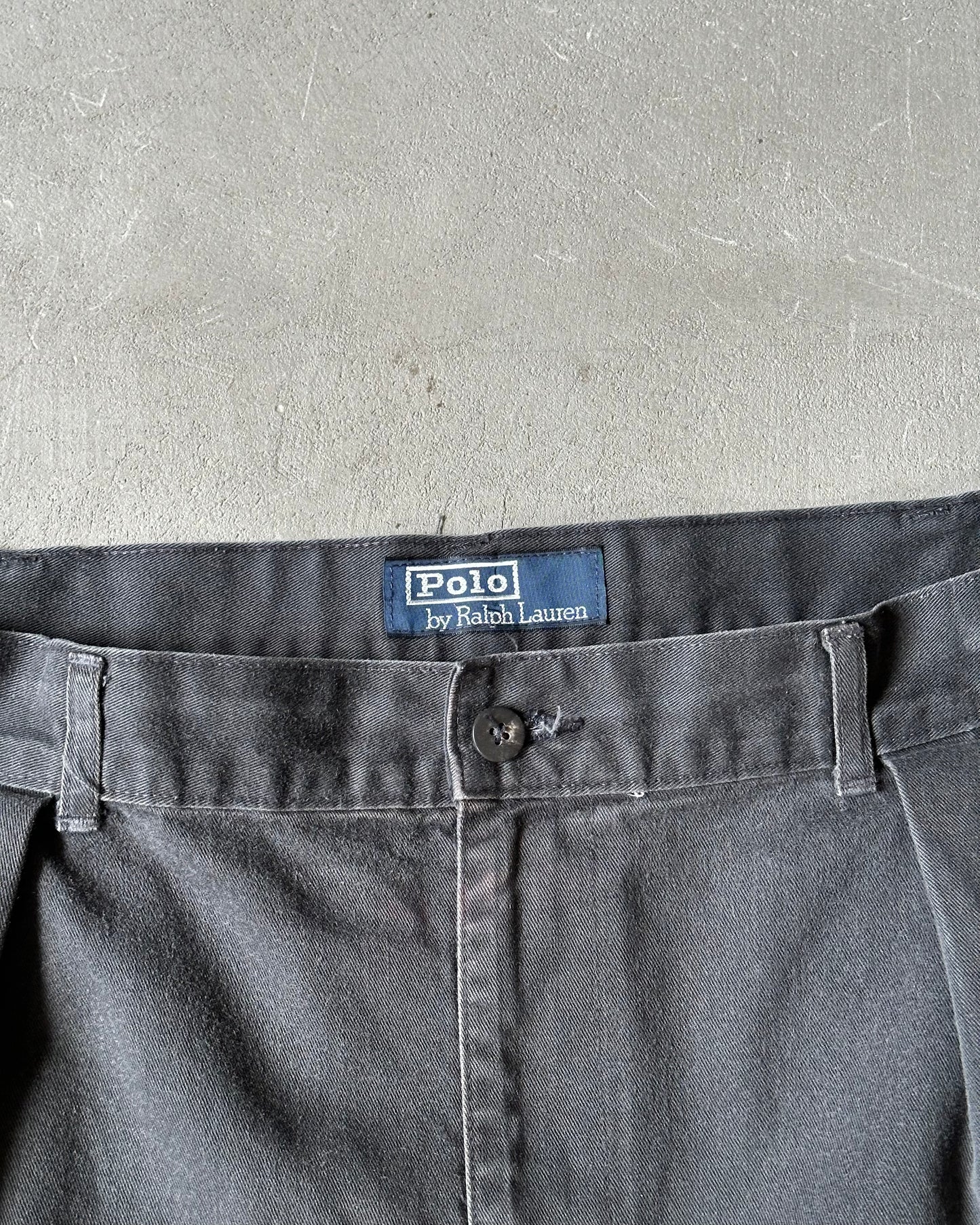 1990s - Black Polo RL Pleated Chinos - 38x28