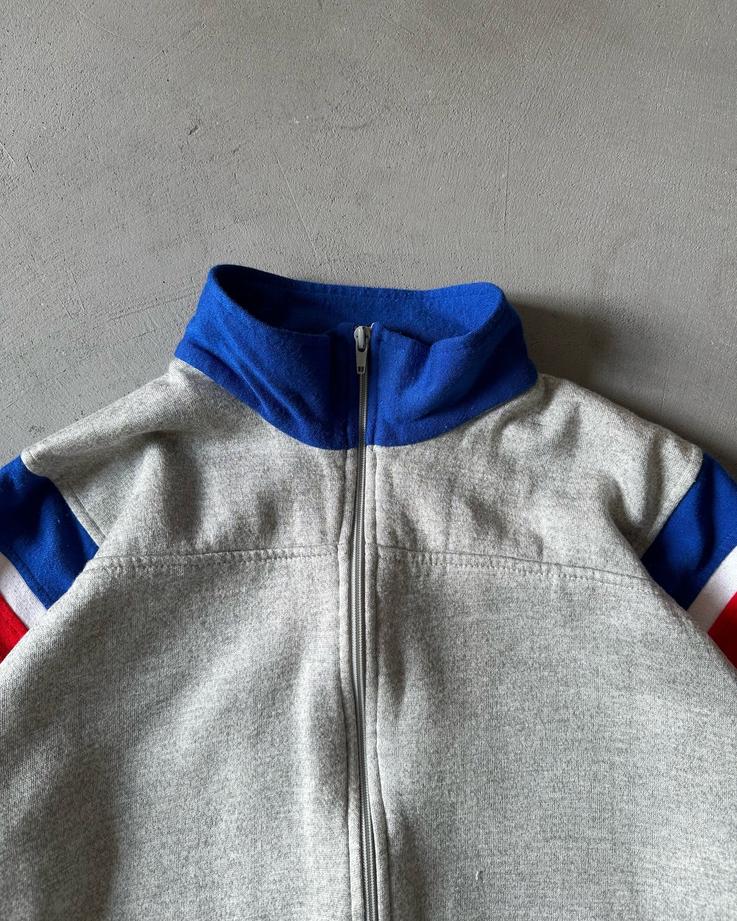 1980s - Grey/Blue Wilson Track Zip-Up - S