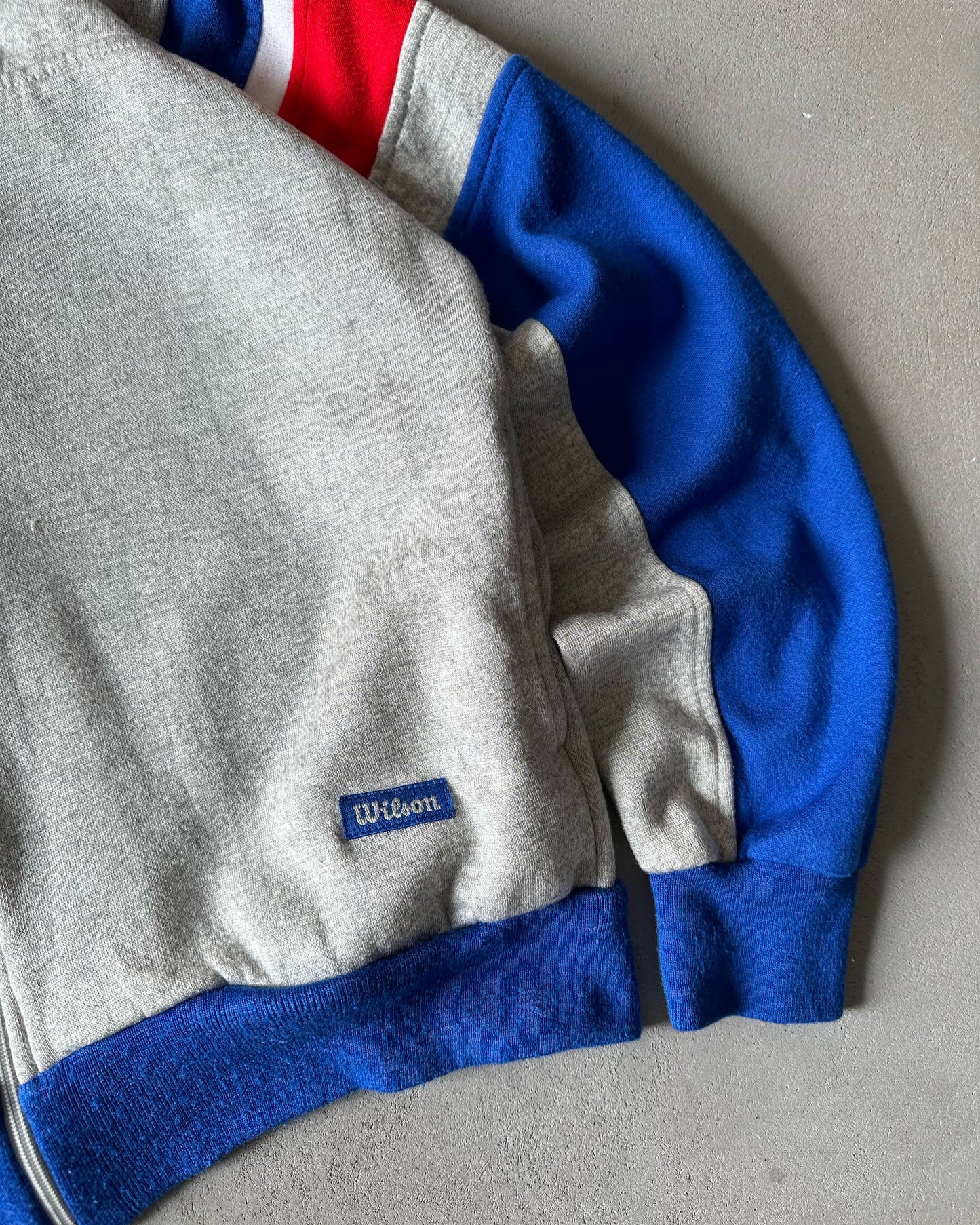 1980s - Grey/Blue Wilson Track Zip-Up - S