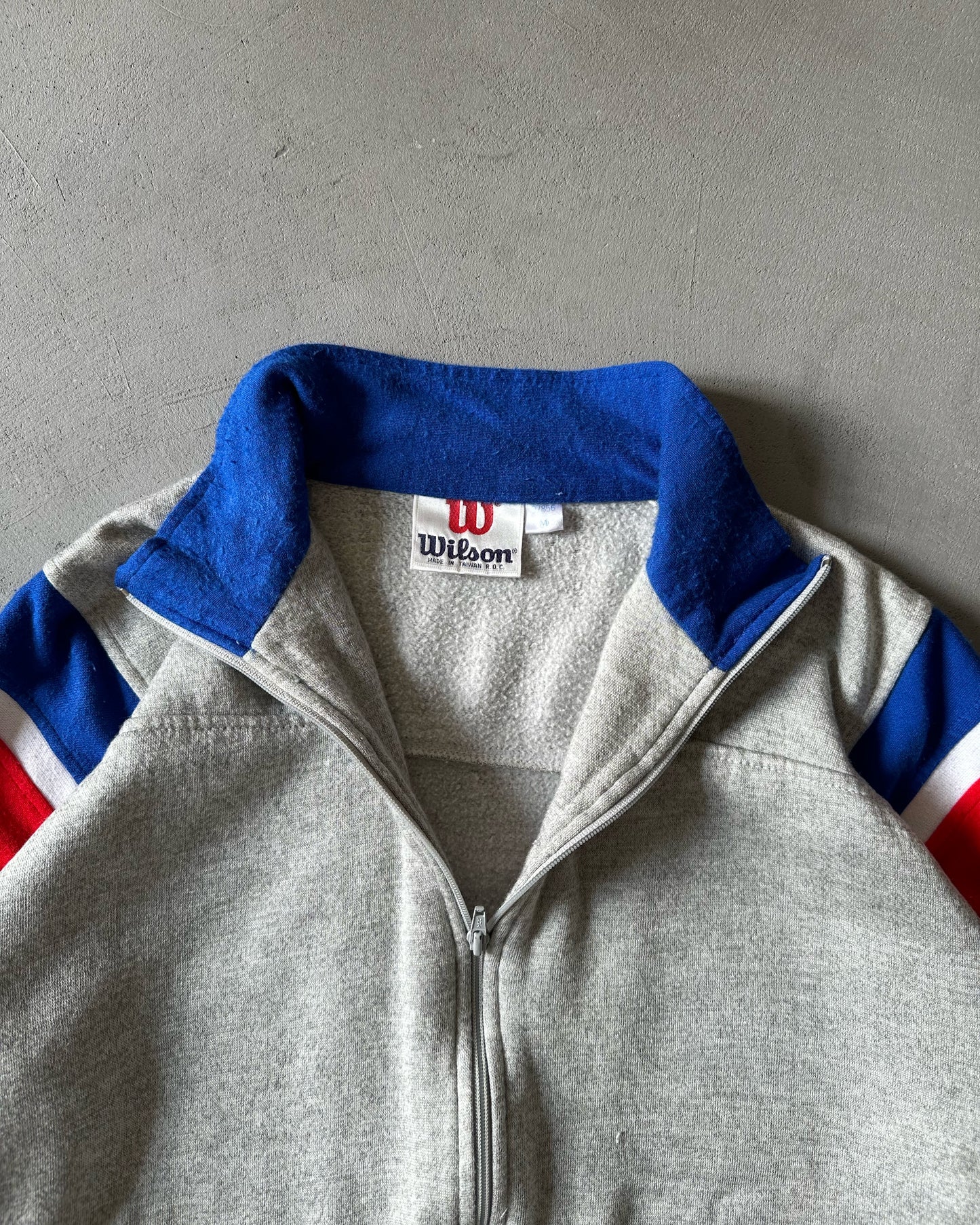 1980s - Grey/Blue Wilson Track Zip-Up - S