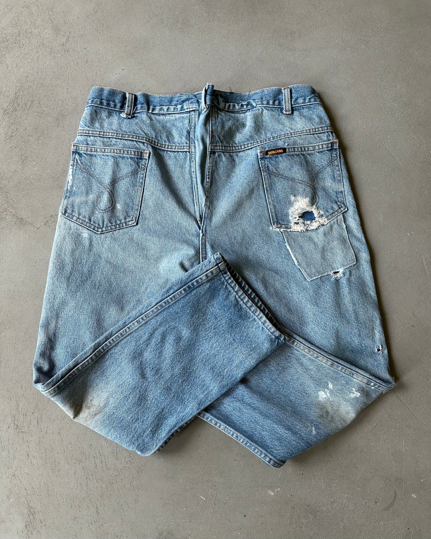 1980s - Distressed SaddleKing Jeans - 35x27