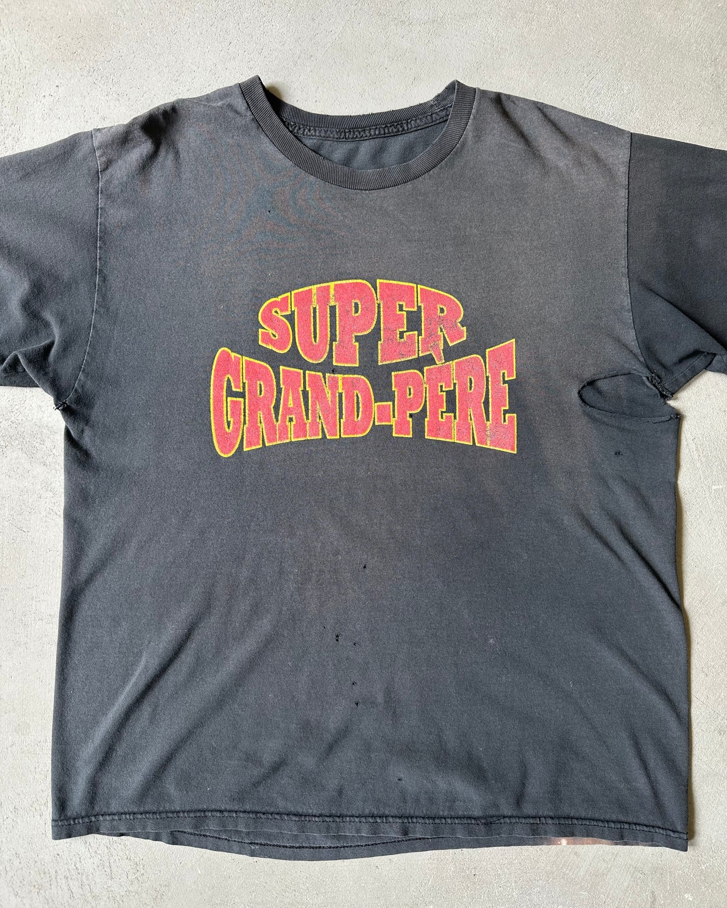1990s - Distressed Black Super Grand-Pere T-Shirt - M