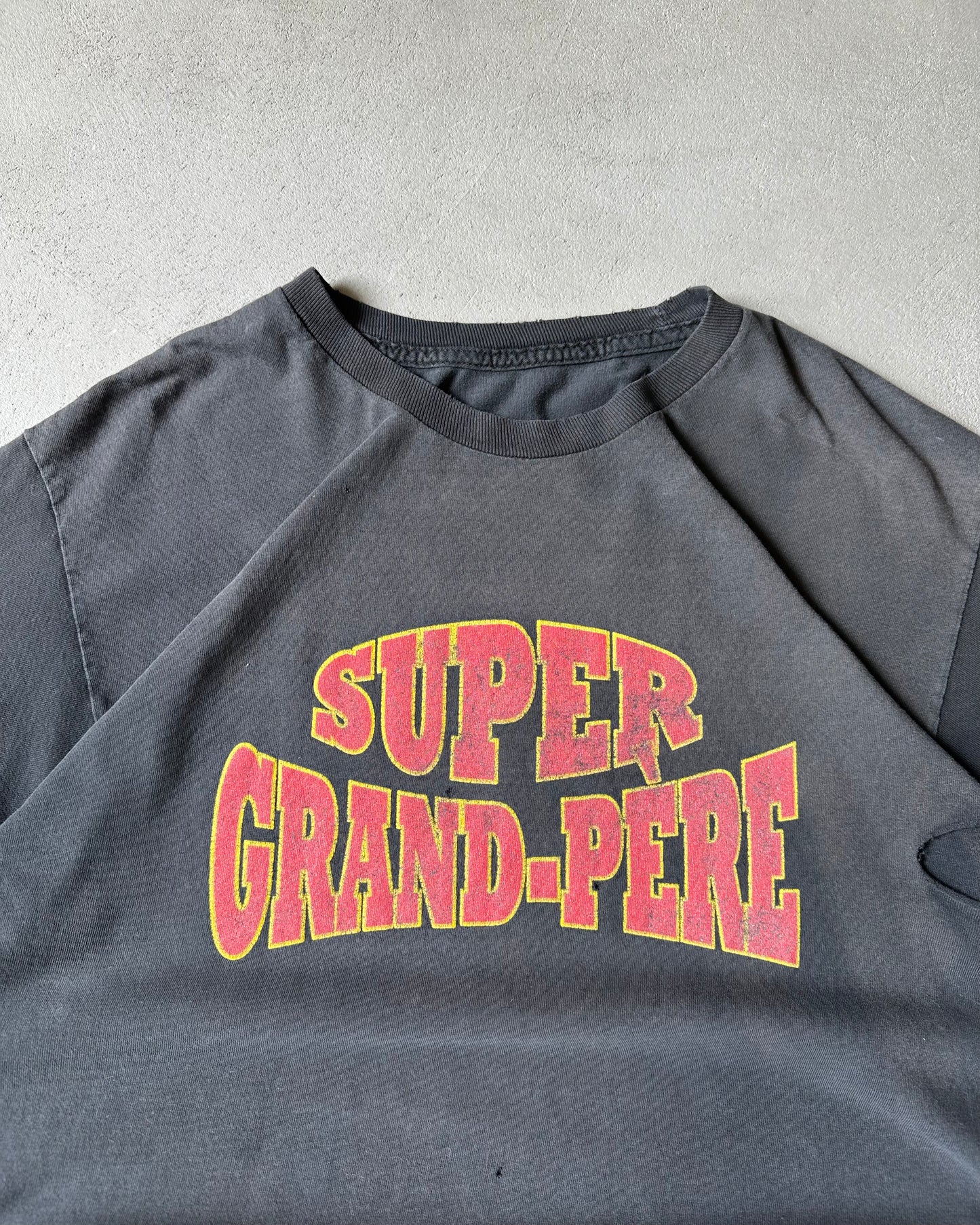 1990s - Distressed Black Super Grand-Pere T-Shirt - M