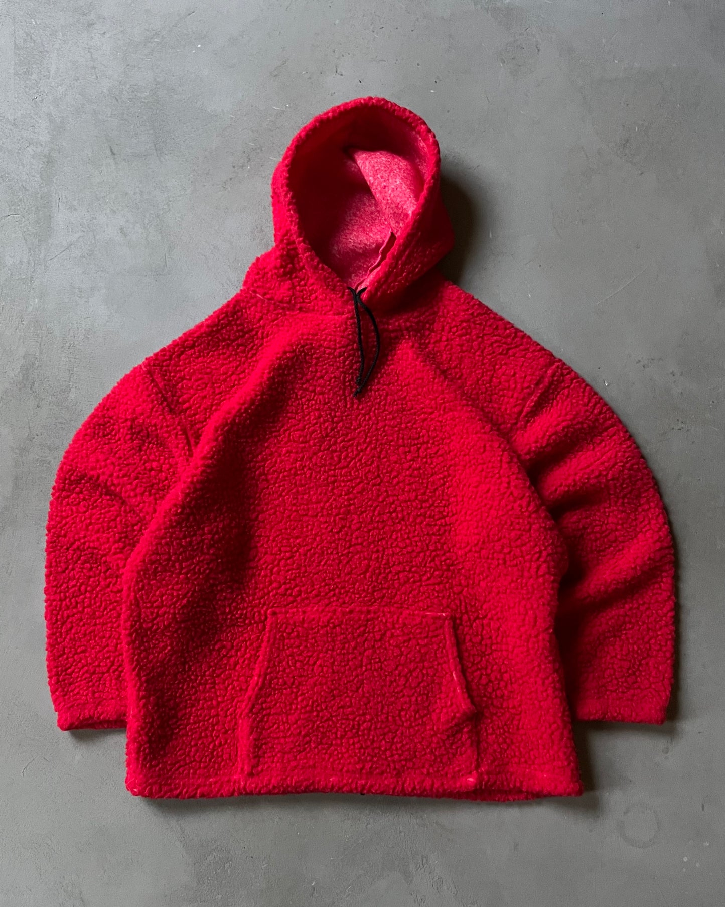 Années 80 - Sweat à capuche polaire rouge - XL